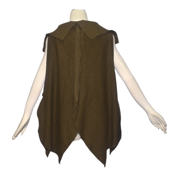 Moyuru Brown Tone Wool Vest with Collar Lagenlook Artsy One Size XL - Picture 3 of 9